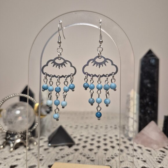 Buckets of Rain Larimar Cloud Earrings - Picture 2 of 6